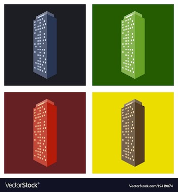 Set of modern multi-storey building with a vector image
