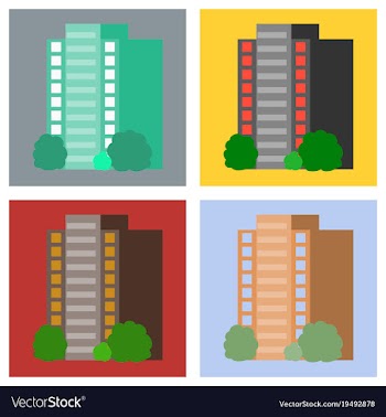 Set of modern multi-storey building with a vector image