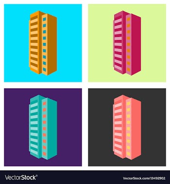 Set of modern multi-storey building with a vector image