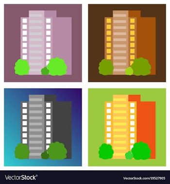 Set of modern multi-storey building with a vector image
