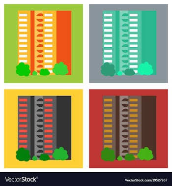 Set of modern multi-storey building with a vector image