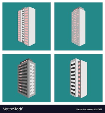 Set of modern multi-storey building with a vector image