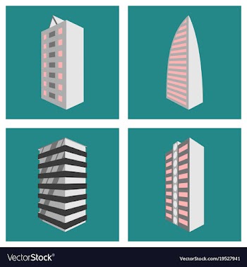 Set of modern multi-storey building with a vector image