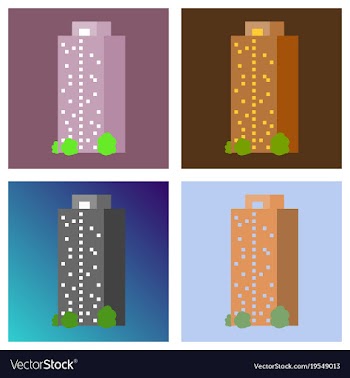 Set of modern multi-storey building with a vector image