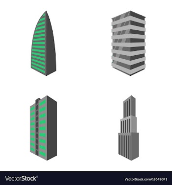 Set of modern multi-storey building with a vector image