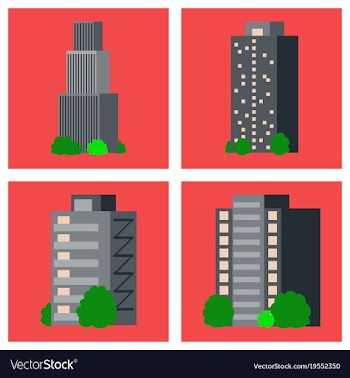 Set of modern multi-storey building with a vector image