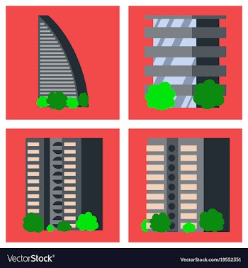 Set of modern multi-storey building with a vector image