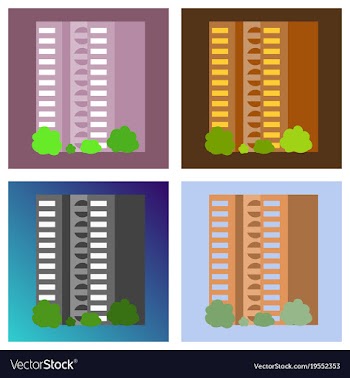 Set of modern multi-storey building with a vector image