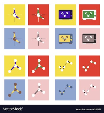 Set of molecule icons biology elements on color vector image