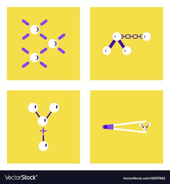 Set of molecule icons biology elements on color vector image