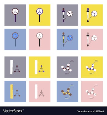 Set of molecule icons biology elements on color vector image