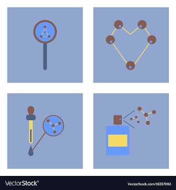 Set of molecule icons biology elements on color vector image