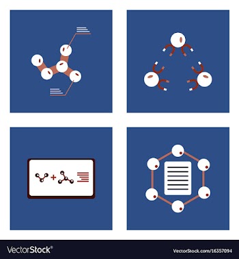 Set of molecule icons biology elements on color vector image