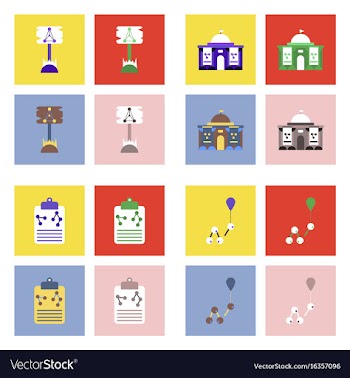 Set of molecule icons biology elements on color vector image