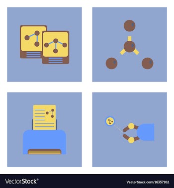 Set of molecule icons biology elements on color vector image