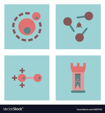 Set of molecule icons biology elements on color vector image