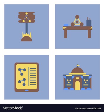 Set of molecule icons biology elements on color vector image