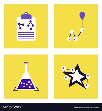 Set of molecule icons biology elements on color vector image
