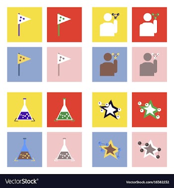 Set of molecule icons biology elements on color vector image