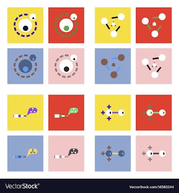 Set of molecule icons biology elements on color vector image