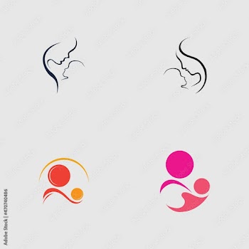 set of Mom and baby, Motherhood and Childbearing Logo Design Inspiration Vector