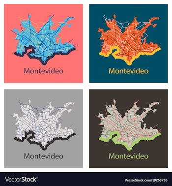 Set of montevideo flat map outline version ready vector image
