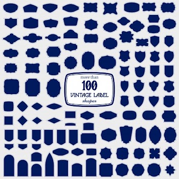 Set of more than 100 label shapes Free Vector
