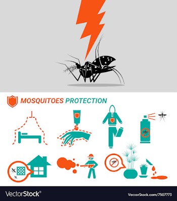  					Set of Mosquitoes protection concept vector image														
