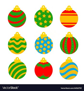 set of multicolored christmas balls isolated on