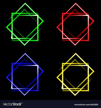 Set of multicolored neon square background with vector image