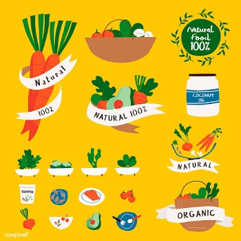 Set of natural and organic food badges vector | Free stock vector - 516611