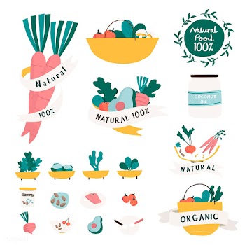 Set of natural and organic food badges vector | Free stock vector - 516613