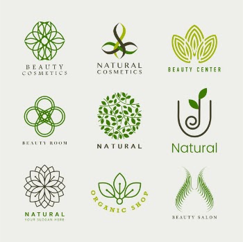 Set of natural cosmetics logo vector Free Vector