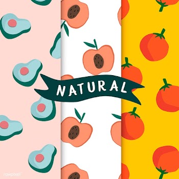 Set of natural fruit seamless patterns vector | Free stock vector - 516555