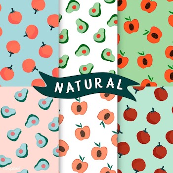 Set of natural fruit seamless patterns vector | Free stock vector - 516578