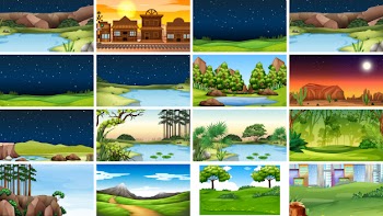 Set of nature scenes or background in day and night Free Vector
