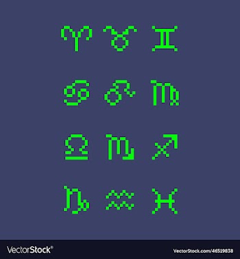 set of neon green zodiac signs