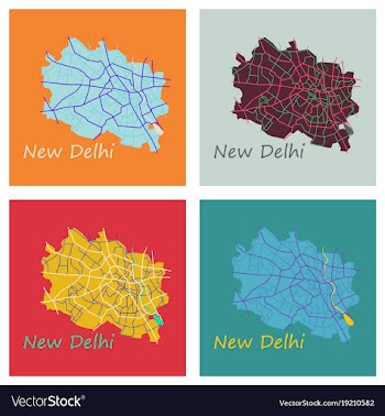 Set of new delhi map flat style design vector image