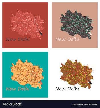 Set of new delhi map flat style design vector image