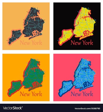 Set of new york city map - flat vector image