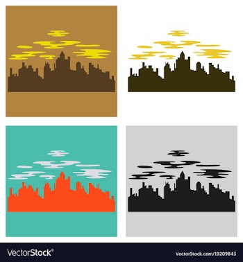 Set of night city dark urban scape night vector image