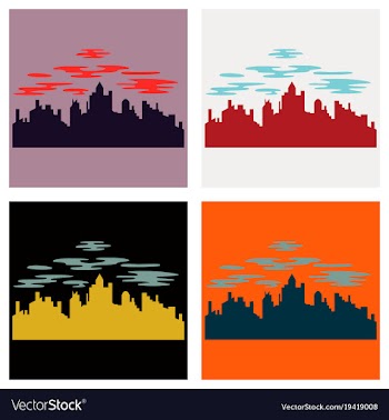 Set of night city dark urban scape night vector image