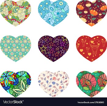 Set of nine hearts vector image