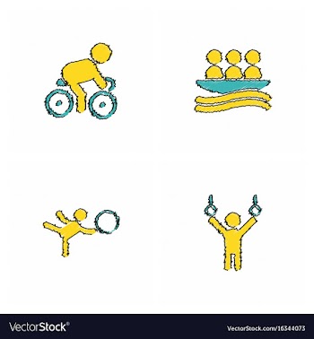Set of olympic game design in hatching style vector image