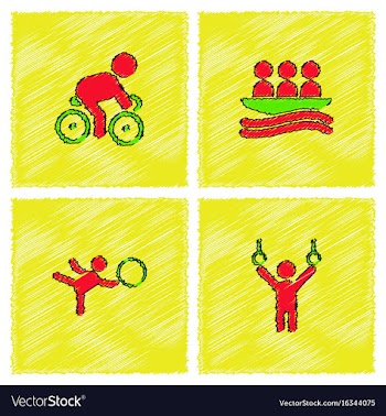 Set of olympic game design in hatching style vector image