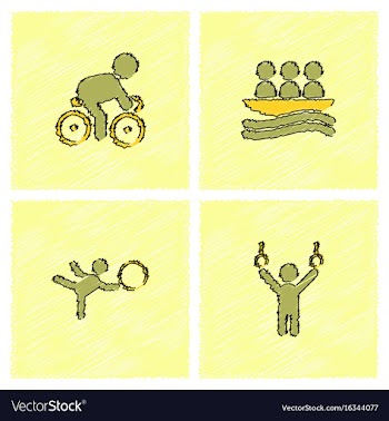Set of olympic game design in hatching style vector image