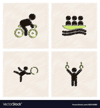 Set of olympic game design in hatching style vector image