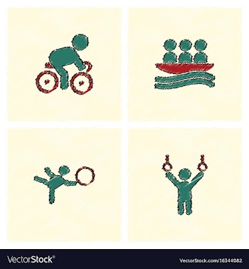 Set of olympic game design in hatching style vector image