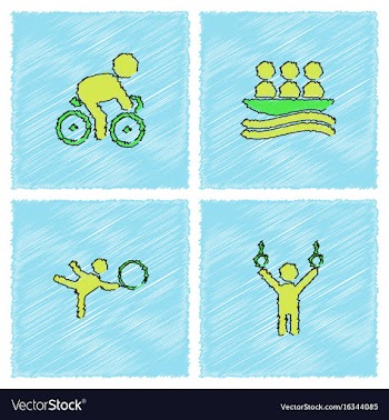 Set of olympic game design in hatching style vector image