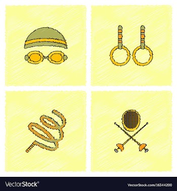 Set of olympic game design in hatching style vector image